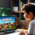 A kid watching roblox ad